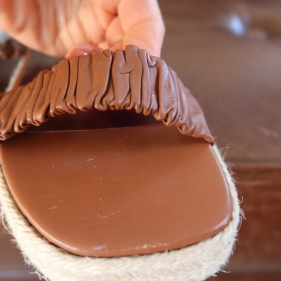 $295 STAUD Maya espadrille sandals flatform cognac brown size 36 platform 1" - Picture 7 of 16